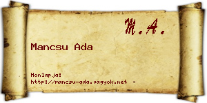 Mancsu Ada névjegykártya